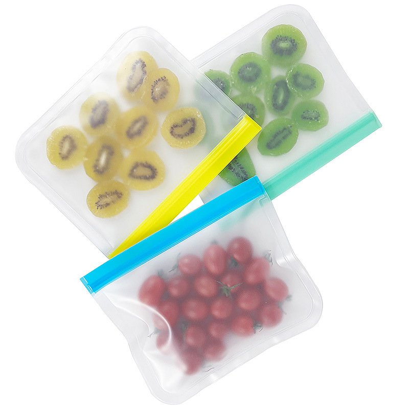 DS1534 Silicone Reusable Fresh-keeping Food Freezer Bag Fruit And Vegetable Sealed Bag Leak-proof Food Storage Ziplock Bag