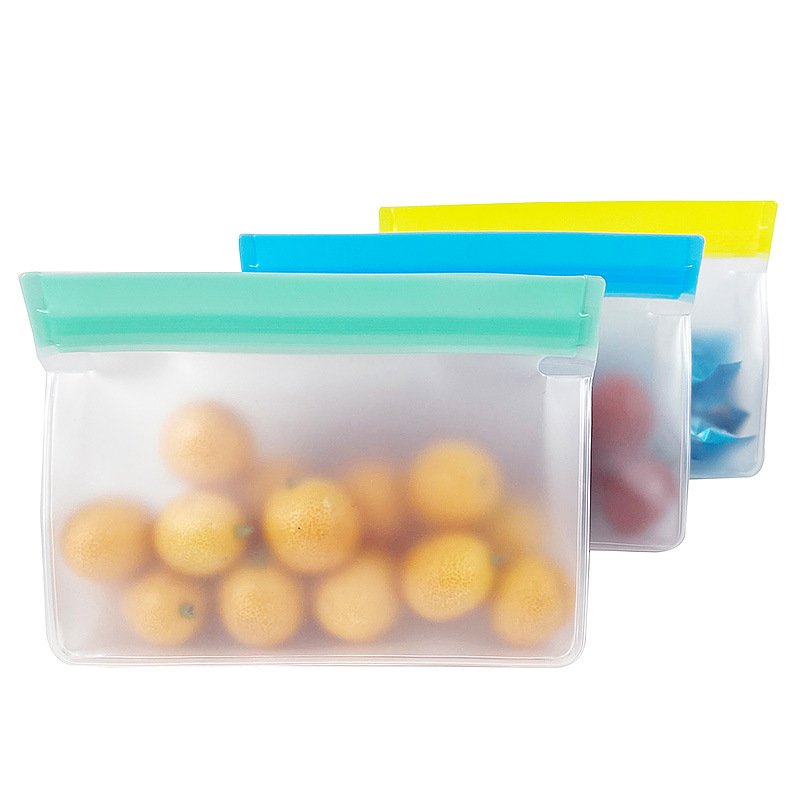 DS1534 Silicone Reusable Fresh-keeping Food Freezer Bag Fruit And Vegetable Sealed Bag Leak-proof Food Storage Ziplock Bag
