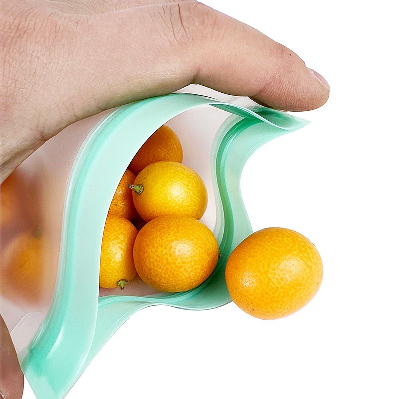 DS1534 Silicone Reusable Fresh-keeping Food Freezer Bag Fruit And Vegetable Sealed Bag Leak-proof Food Storage Ziplock Bag