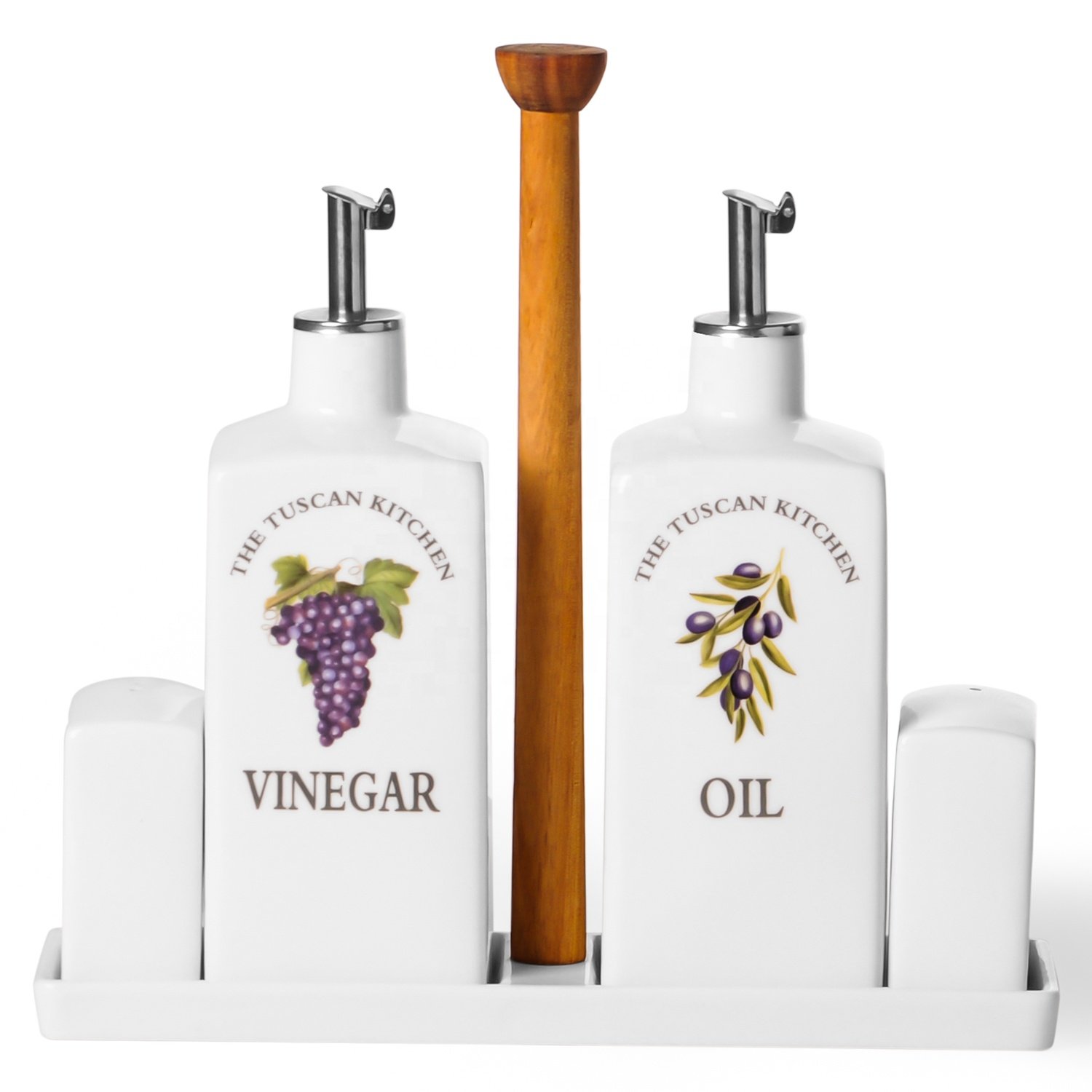 Oil & Vinegar & Salt & Pepper Set Kitchen Essentials: Porcelain Luxury Travel Square Kitchen Storage Container Ceramic Spice