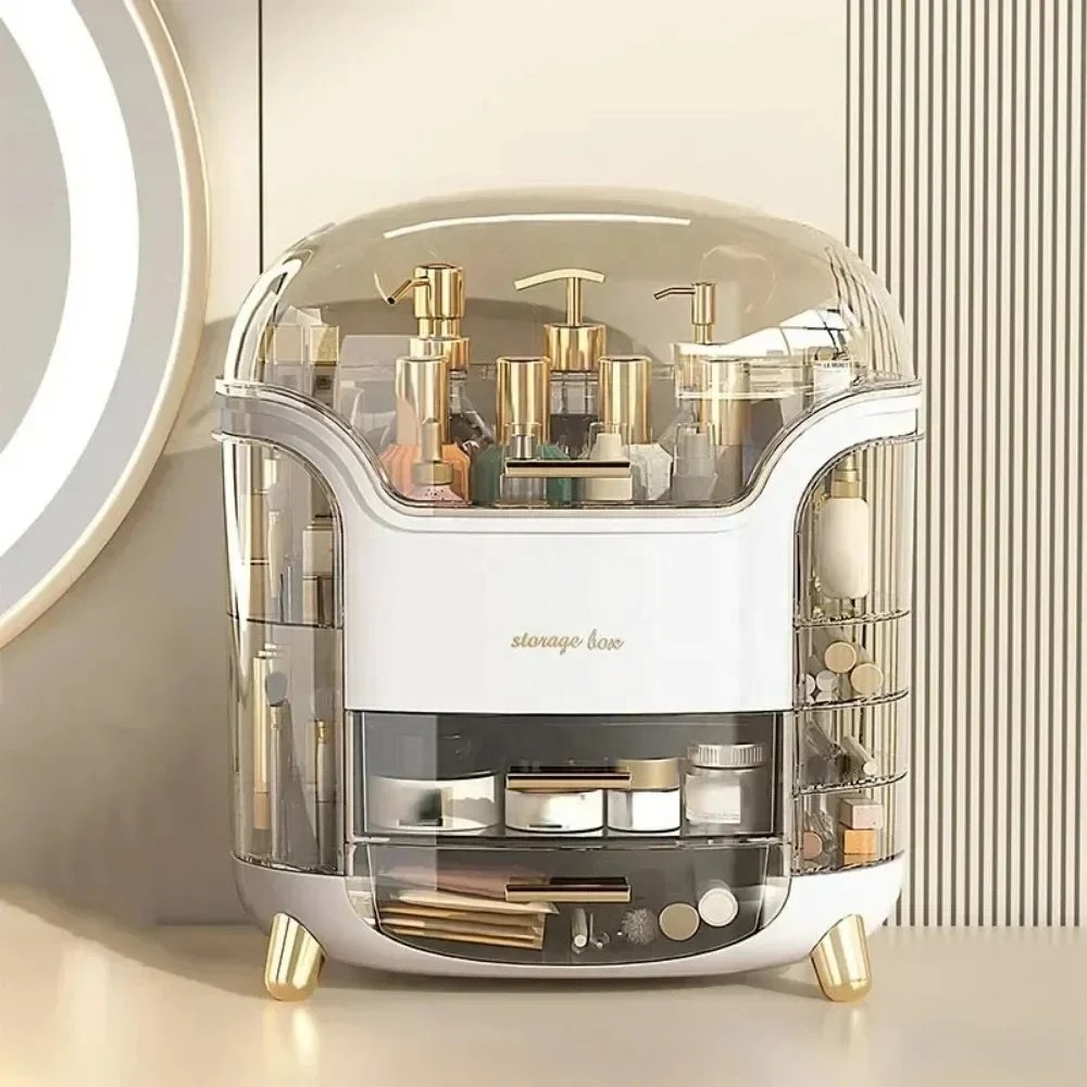 Desktop Makeup Organizer Transparent Jewelry Cosmetic Storage Box Dustproof Large Capacity Makeup Container Jewelry Lipstick Box