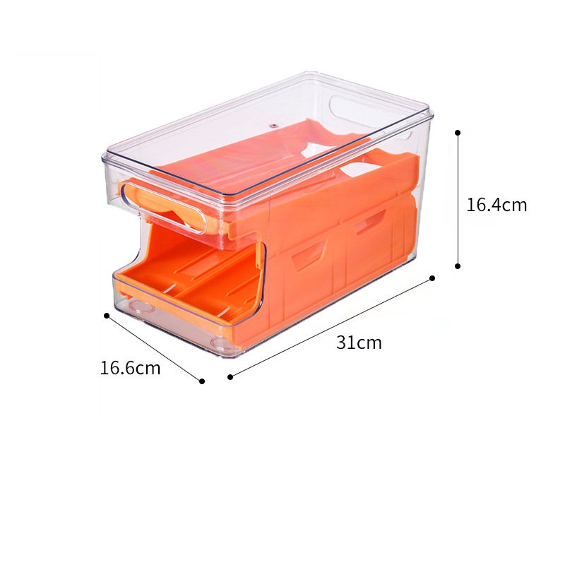 24-Egg Automatic Rolling Organizer with Lid Easy-to-Take Plastic Egg Storage Container for Food Refrigerator Use