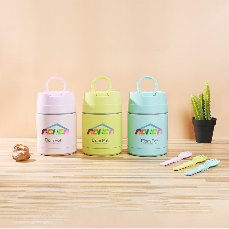 Aohea Wholesale Thermos Set Large Insulated Steel Food Storage Containers Bottle Children Food Jar With Pull Ring Lid For Lunch