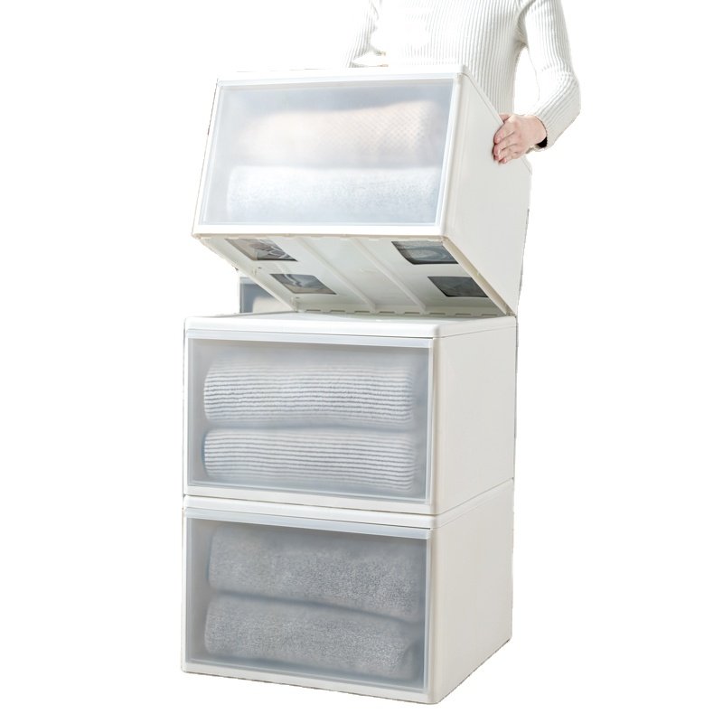 Wholesale High quality multi-size Stackable drawer storage box wardrobe clothes small storage box office plastic storage box
