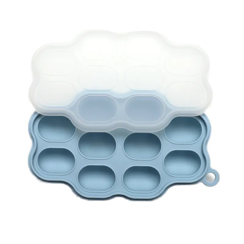 Popular 10-Cup Silicone Baby Food Storage Container Tray with Lid Mini Freezer Molds Breast Milk Fruit Purees Kitchen Essential