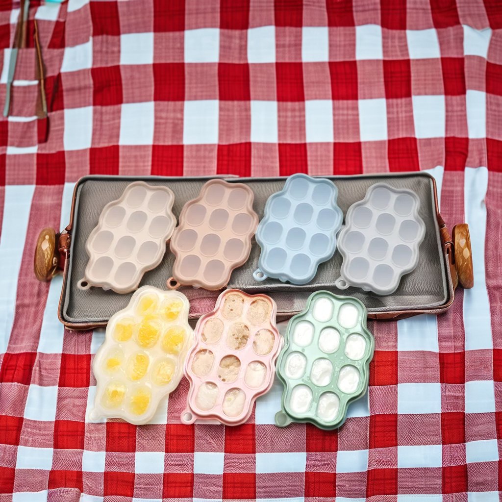 Popular 10-Cup Silicone Baby Food Storage Container Tray with Lid Mini Freezer Molds Breast Milk Fruit Purees Kitchen Essential