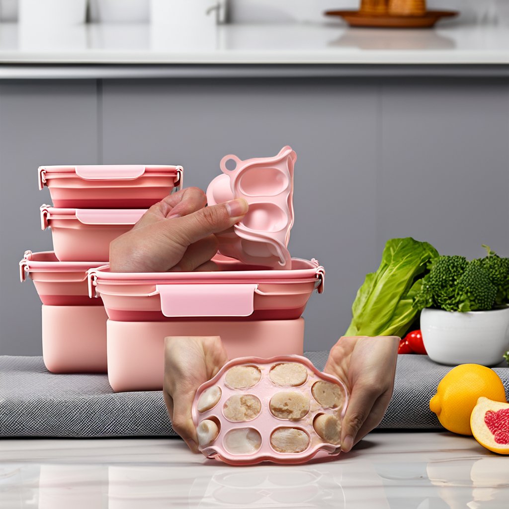 Popular 10-Cup Silicone Baby Food Storage Container Tray with Lid Mini Freezer Molds Breast Milk Fruit Purees Kitchen Essential