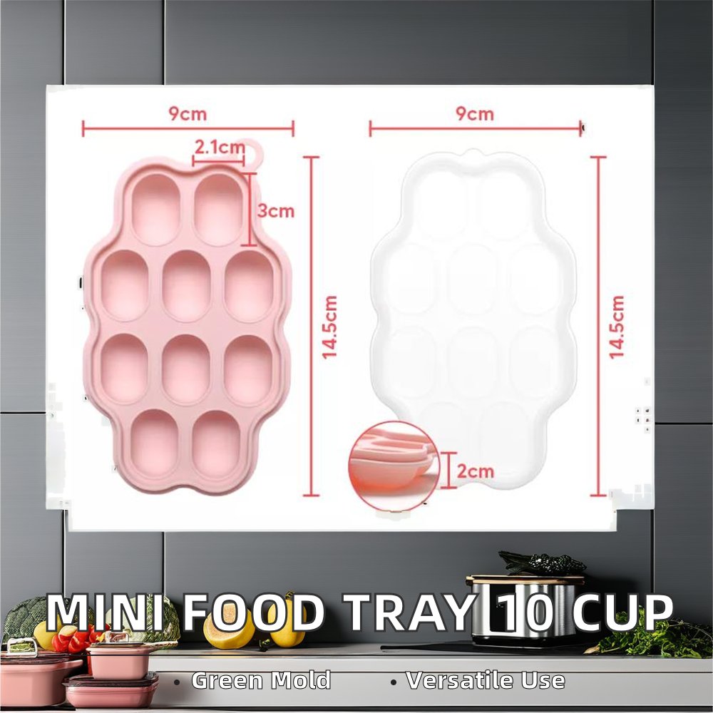 Popular 10-Cup Silicone Baby Food Storage Container Tray with Lid Mini Freezer Molds Breast Milk Fruit Purees Kitchen Essential