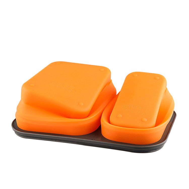 Collapsible Tiffin Lunchbox Biodegradable Foldable Food Storage Containers with lid Silicone Bento Lunch Box