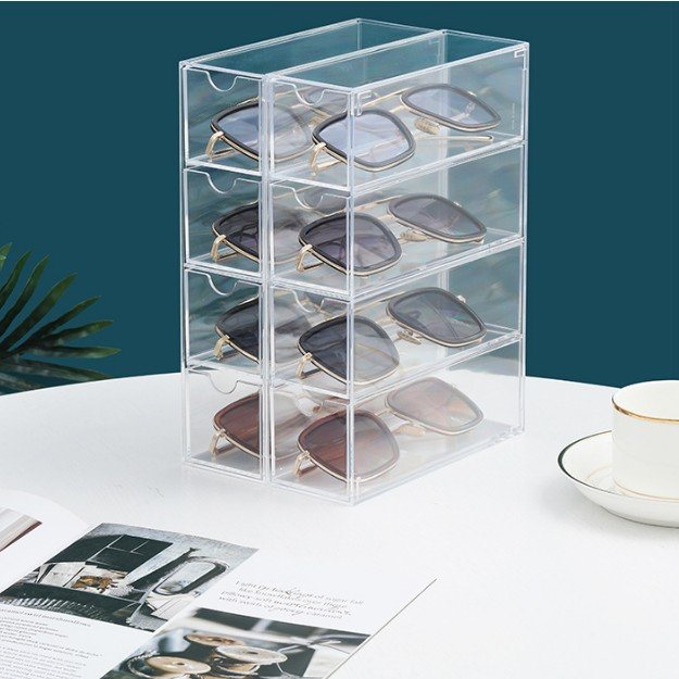 Factory wholesale clear storage box with drawers for makeup color contacts or office storage organizing