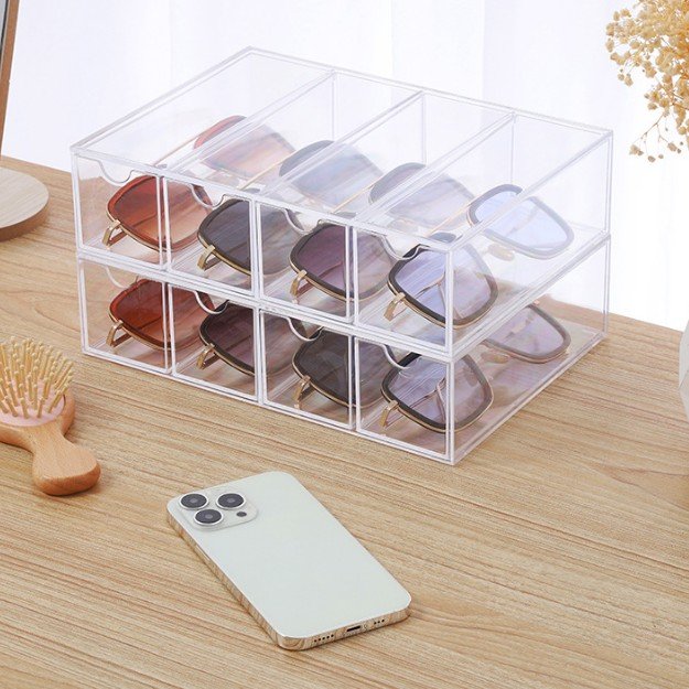 Factory wholesale clear storage box with drawers for makeup color contacts or office storage organizing