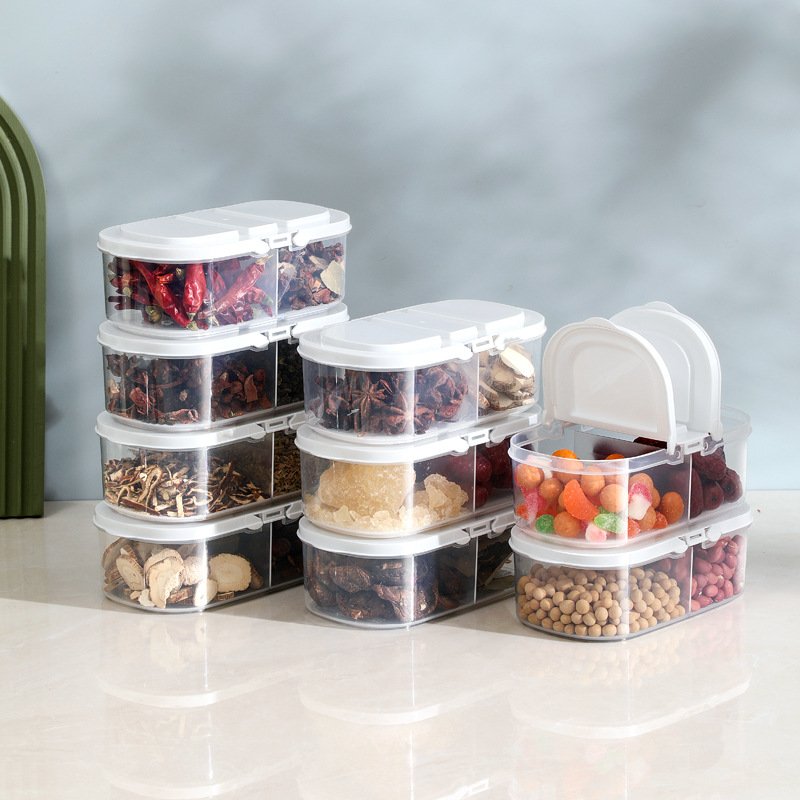 Double Compartments Plastic Food Storage Box Multifunctional Kitchen Refrigerator Plastic Sealed Food Storage Containers