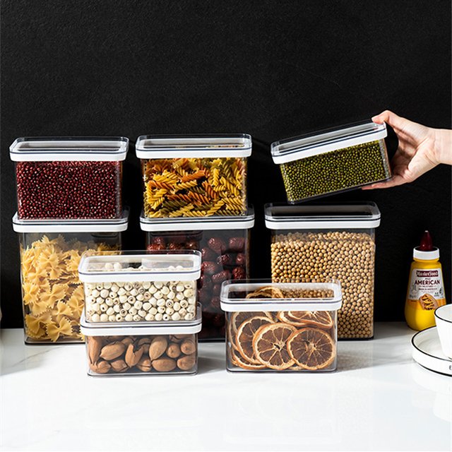 JILEN- BPA Free Commercial Large Clear Airtight Plastic Fridge Dry Food Storage Containers Set With Lids For Restaurant