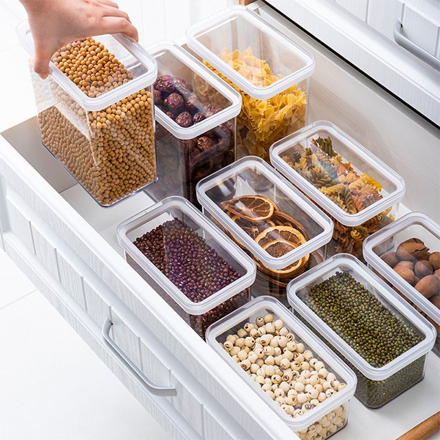 JILEN- BPA Free Commercial Large Clear Airtight Plastic Fridge Dry Food Storage Containers Set With Lids For Restaurant