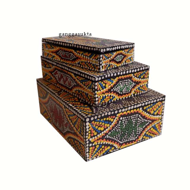 Eco-Friendly Handcrafted Wooden Storage Box Carved Elephant Dot Painting Luxurious Home Organizer for Decorative Use