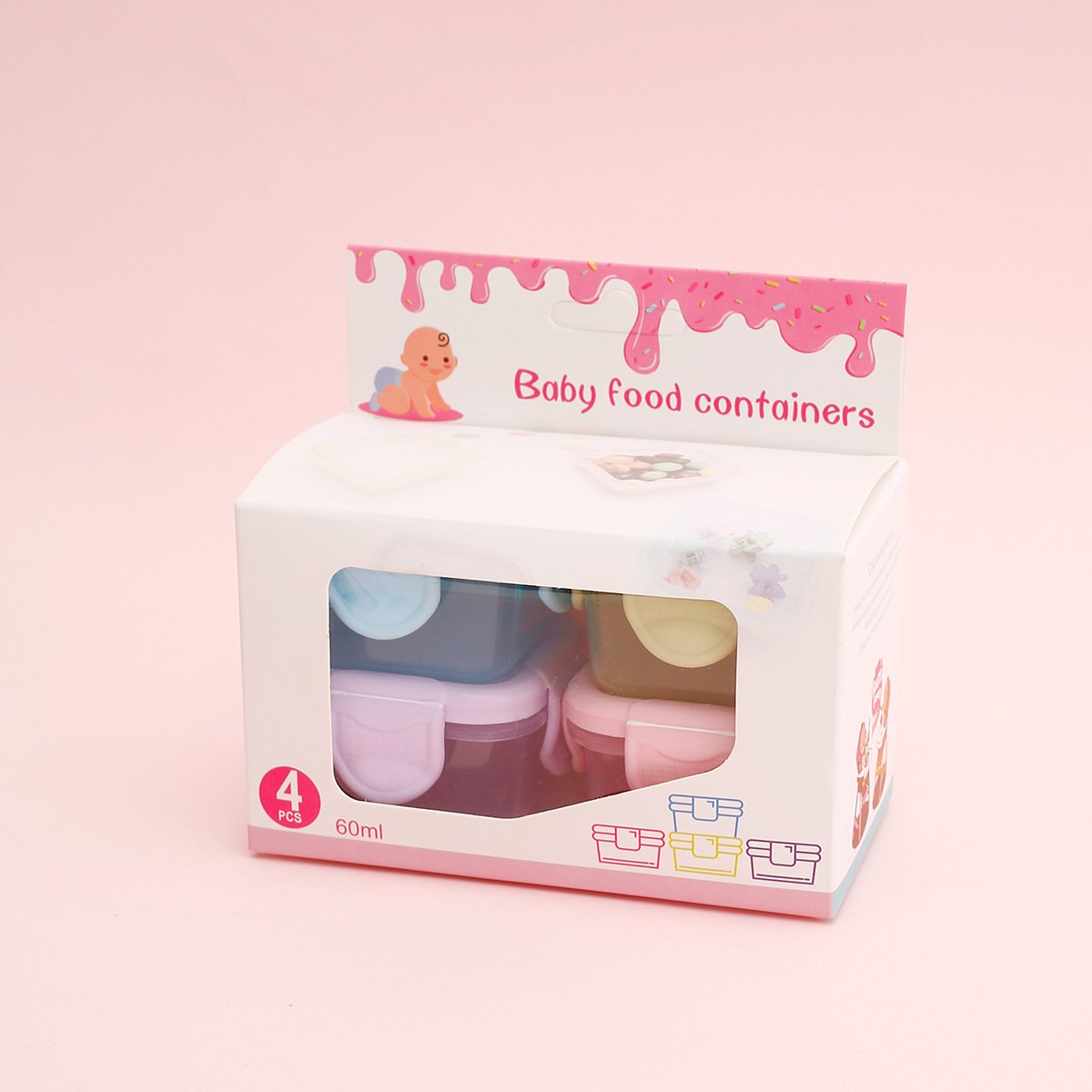Airtight Mini Baby Food Storage Freezer Containers with Lid Bpa Free Pp Plastic 60ml Minimalist Multifunction 10 Pcs 7-25days