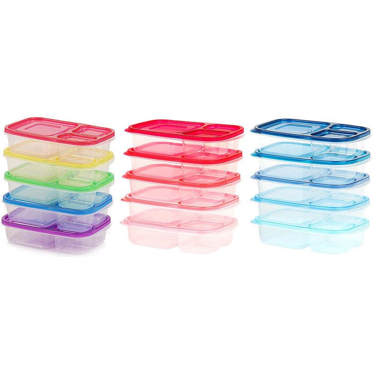 3 Grid Fridge Food Tiffin Lunch Box Portable Disposable Plastic Snack Food Breakfast Storage Containers Set With Lid