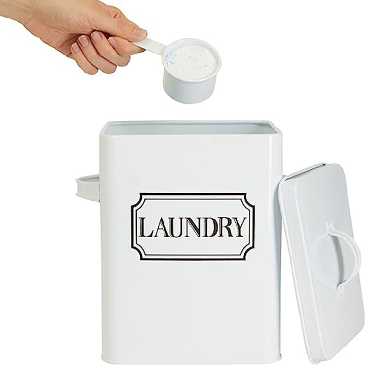 BX metal white laundry storage boxes with scoop washing powder for bathroom organization and storage