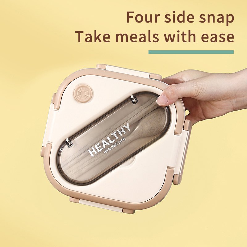 Square pp bento lunch boxes large capacity 1300ml food storage container with kitchen utensils