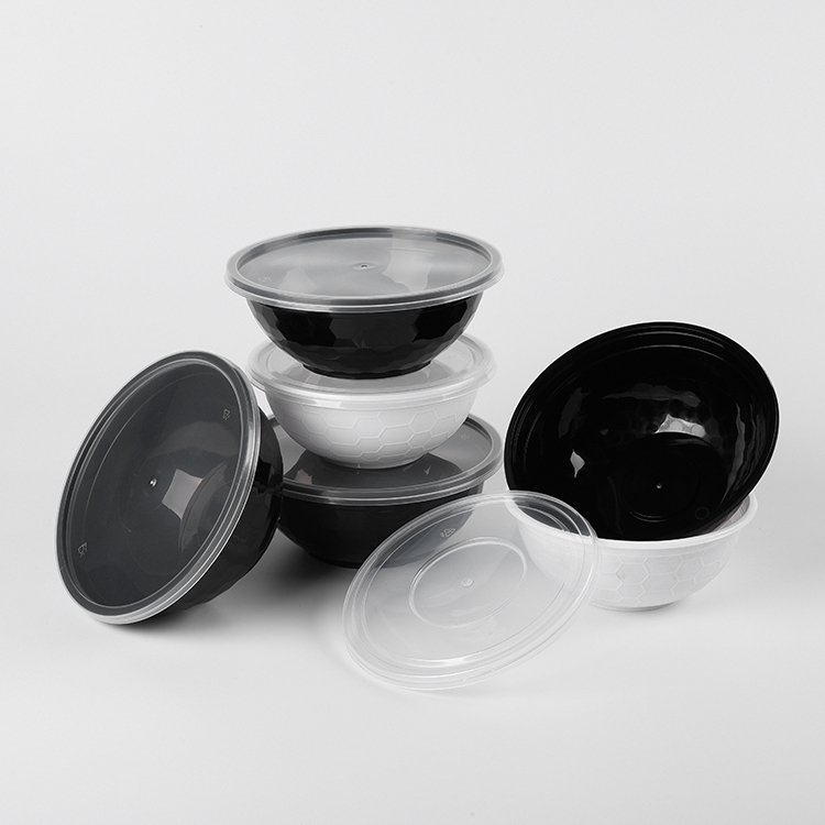 Special design 600 850 950 1000 ML disposable bowl round takeaway microwavable plastic food storage container with lid
