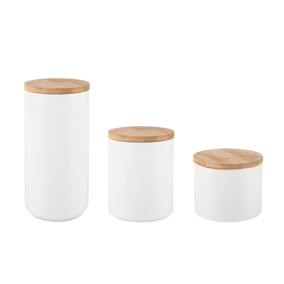 Wholesale Canister Food Storage with Bamboo Lid Jars Containers ceramic canisters with Lid for store Candy Biscuit Nut