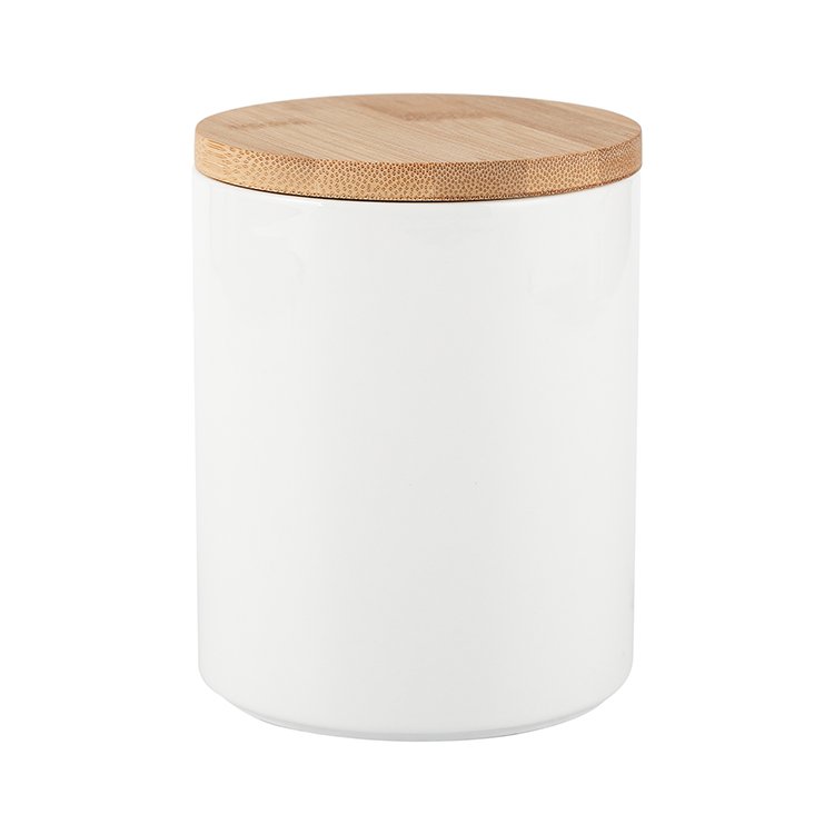 Wholesale Canister Food Storage with Bamboo Lid Jars Containers ceramic canisters with Lid for store Candy Biscuit Nut
