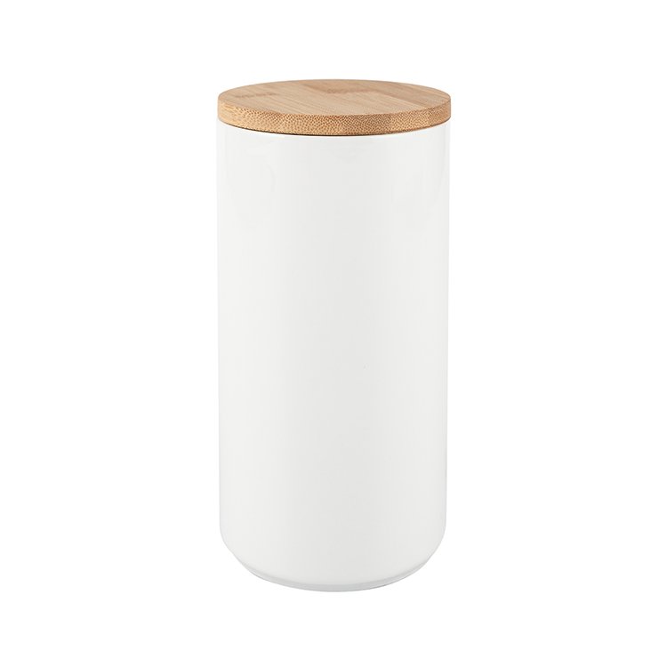 Wholesale Canister Food Storage with Bamboo Lid Jars Containers ceramic canisters with Lid for store Candy Biscuit Nut