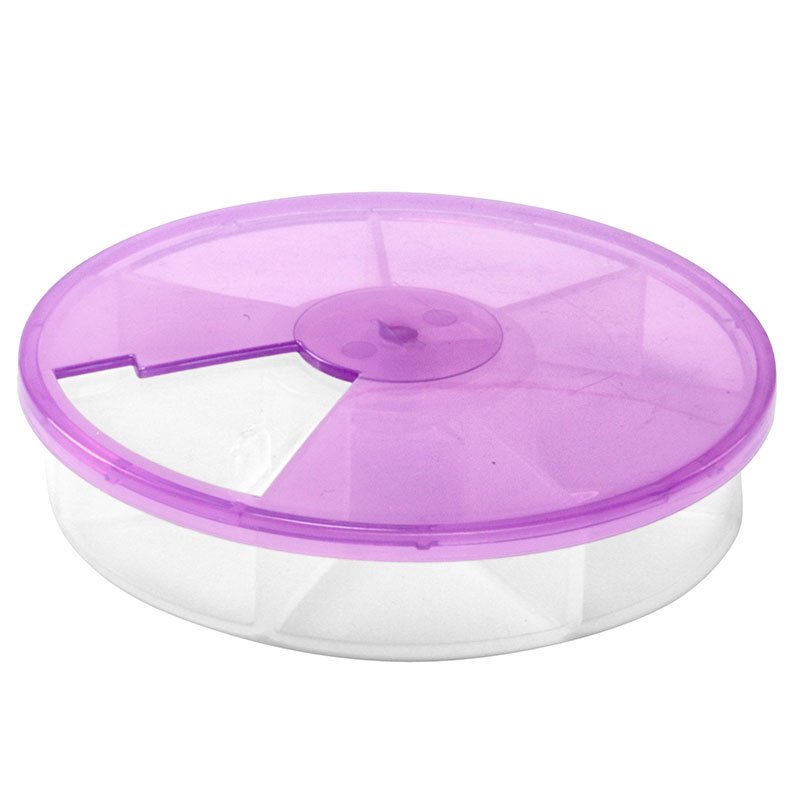 Eco Friendly Portable Rotating Snack Container Round Weekly Pill Organizer 7 Day Dispenser Round Small Plastic Case Devided Box