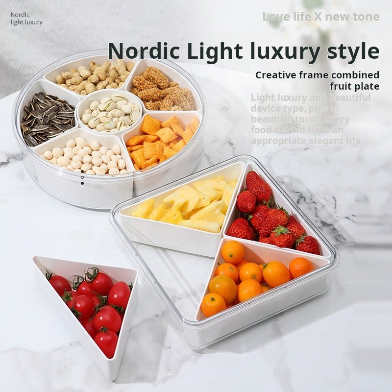 Divided Serving Tray with Lid Removable Divided Platter Food Storage Containers with 4 Compartment candy nut serving container