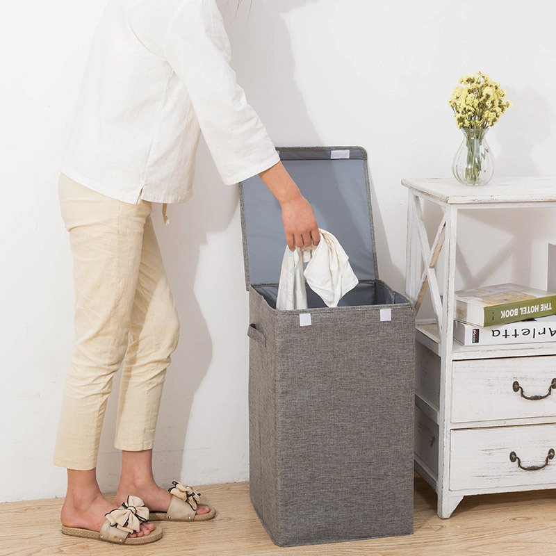 Fabric linen folding dirty clothes hamper large dirty clothes bucket home laundry basket storage box