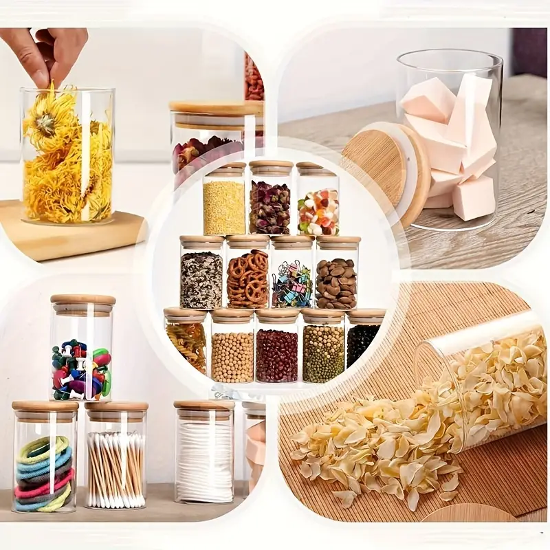 Bamboo cover storage tank high borosilicate glass food storage coffee beans sealed storage long - term preservation