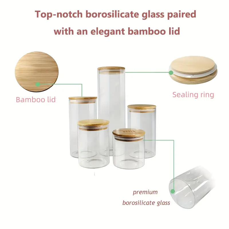 Bamboo cover storage tank high borosilicate glass food storage coffee beans sealed storage long - term preservation