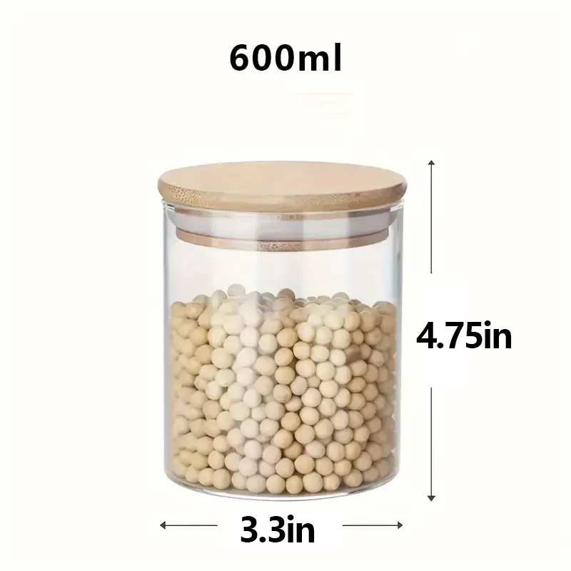 Bamboo cover storage tank high borosilicate glass food storage coffee beans sealed storage long - term preservation