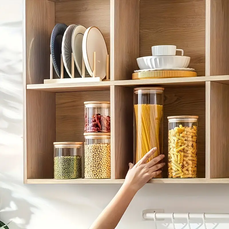 Bamboo cover storage tank high borosilicate glass food storage coffee beans sealed storage long - term preservation