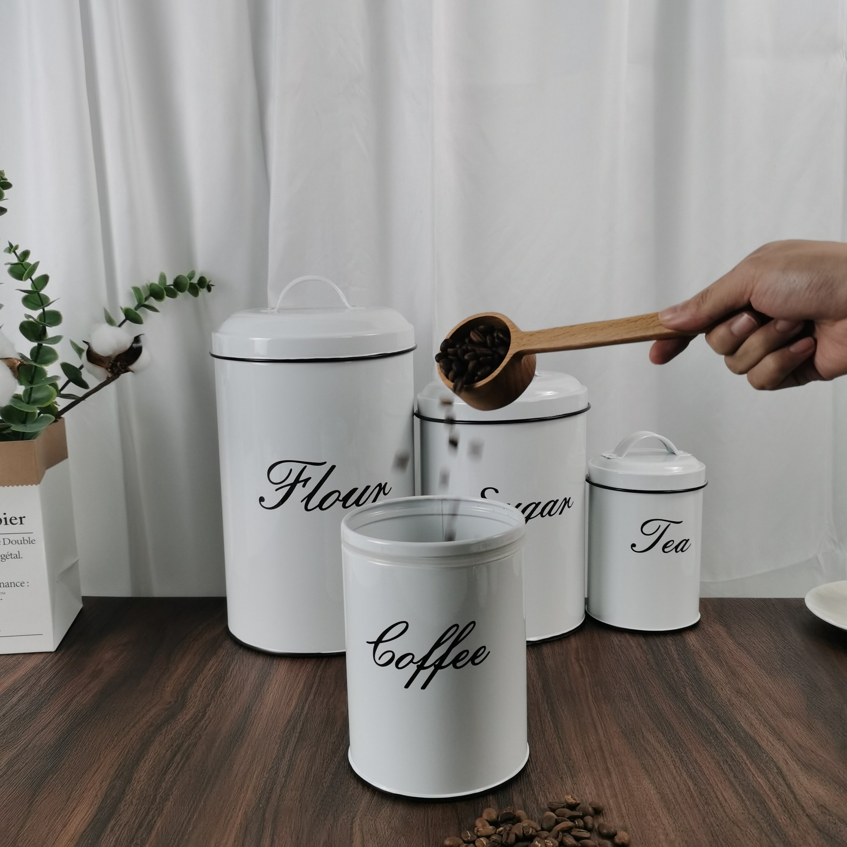 Hot selling Metal Kitchen Household Coffee Sugar Tea Food Storage Canister set