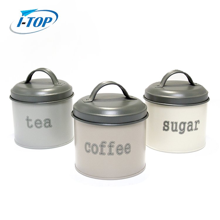 Hot selling Metal Kitchen Household Coffee Sugar Tea Food Storage Canister set