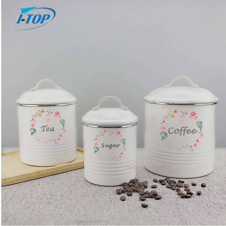Hot selling Metal Kitchen Household Coffee Sugar Tea Food Storage Canister set