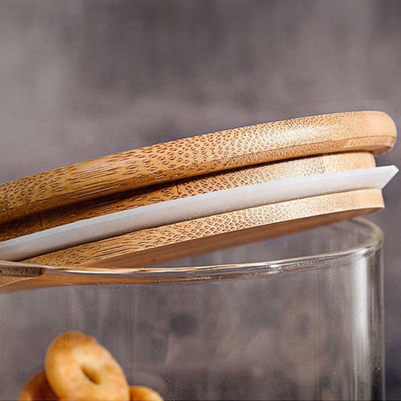 china factory cost supply glass jars for home kitchen food containers with bamboo lid fresh and dry food storage jar with lids