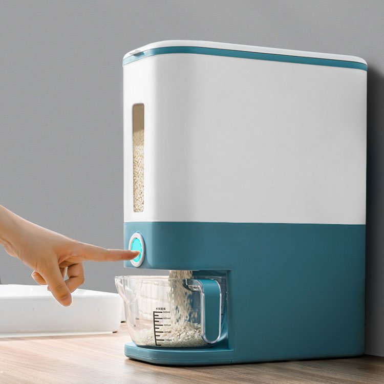 Amazon Hot Sale Plastic Rice Grain Dispenser Storage Box Kitchen Cat Dry Cereal Bulk Food Container Dispenser 12kg
