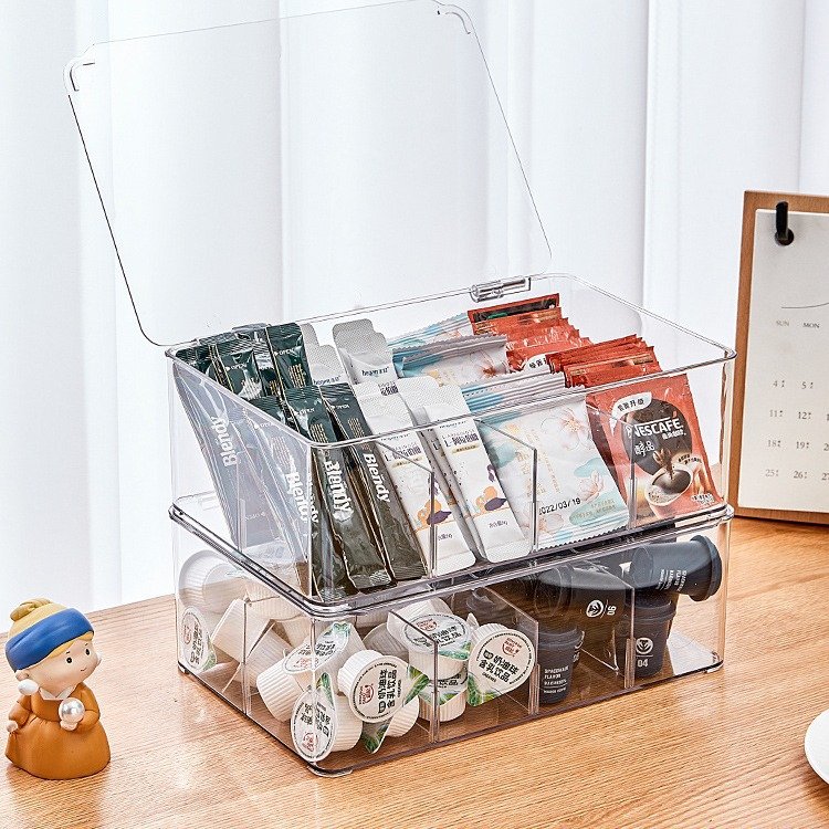 Coffee and tea bag storage box Custom detachable divider desktop clutter storage box office good