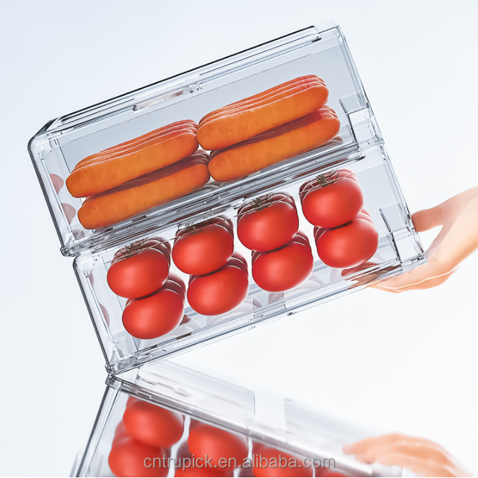 Freshness Keeper S Kitchen Stackable Refrigerator Clear Plastic Vegetable Food Storage Container Box