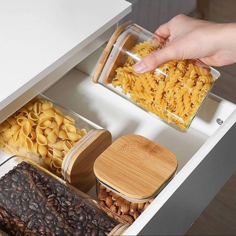 airtight dog pet food dry bread grain home household spice large glass acrylic plastic containers set jars for egg food storage