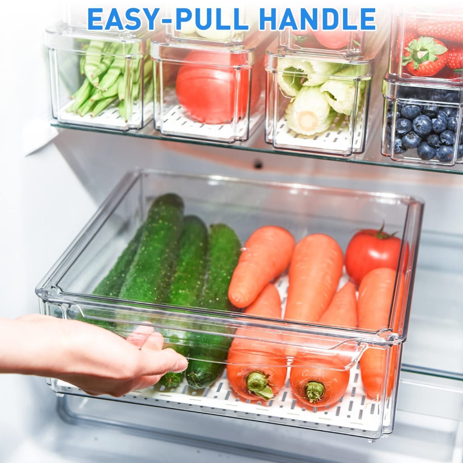 Custom Logo Plastic Kitchen Seal Food Storage Container Food Storage Stackable Refrigerator Storage Box
