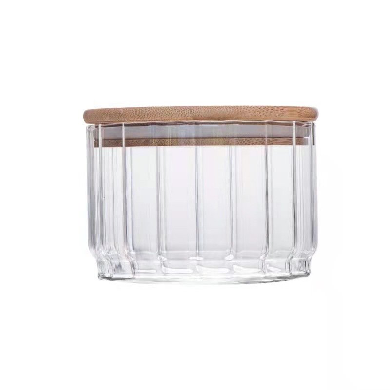 Morden Style Food Storage Container Eco Friendly Clear Glass Canister Bamboo Lid Jars Top Seller Kitchen Accessories