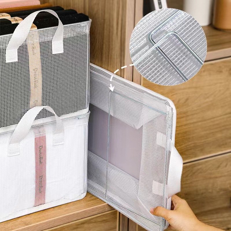 Transparent Visible Clothes Storage Box Household Folding Drawer Type Clothes Wardrobe Layered Steel Frame Storage Box