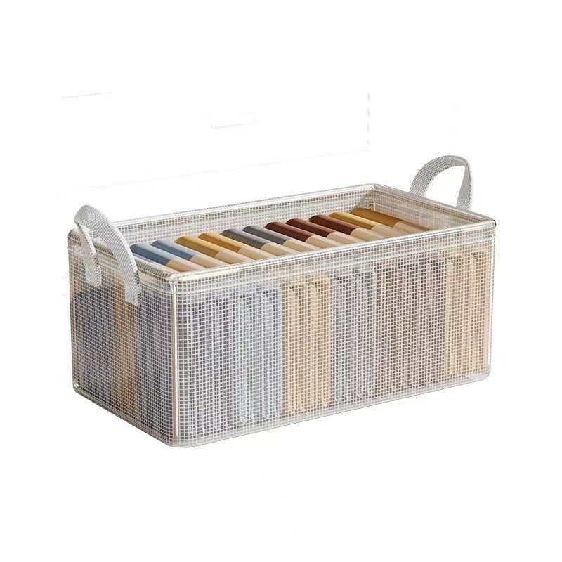 Transparent Visible Clothes Storage Box Household Folding Drawer Type Clothes Wardrobe Layered Steel Frame Storage Box