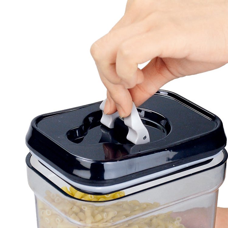 high end design airtight square transparent plastic dry food storage containers box durable jar canister set kitchen
