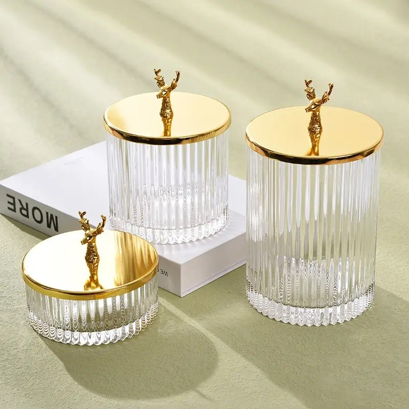 Luxury Kitchen Food Storage Container Premium Quality Glass Spice Jar with Metal Lid sealed jar moisture-proof Big capacity ja