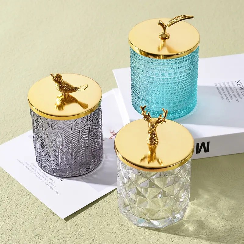 Luxury Kitchen Food Storage Container Premium Quality Glass Spice Jar with Metal Lid sealed jar moisture-proof Big capacity ja