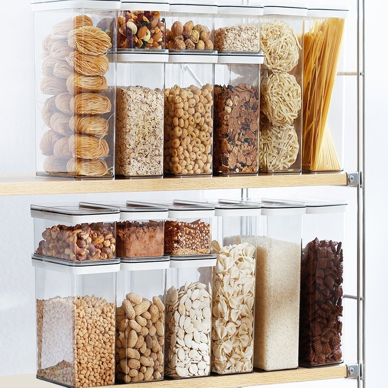 Stackable Kitchen Organizer Cereal Dry Food Storage Bin Box Container Airtight Plastic Multifunction Modern Household Plastic